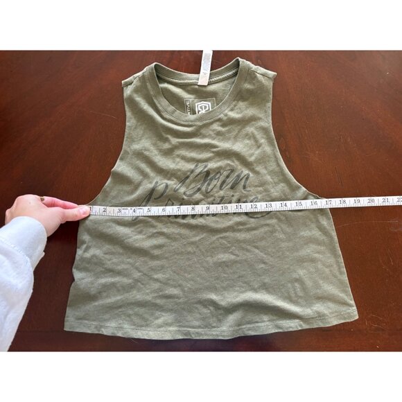 Born Primitive Cropped Muscle Tank Top Heather Olive Graphic Logo Size Medium - Picture 8 of 9